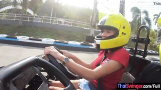 Huge fake melons amateur Thai 19 year old go karting and sex