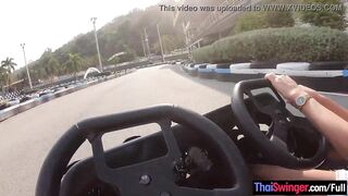 Huge fake melons amateur Thai 19 year old go karting and sex
