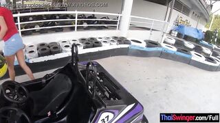 Huge fake melons amateur Thai 19 year old go karting and sex