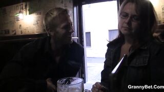 Bro picks up long melons older old into the bar
