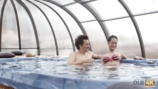OLD4K. Sexsual sex of teenagers and older hubby ends with