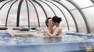 OLD4K. Sexsual sex of teenagers and older hubby ends with