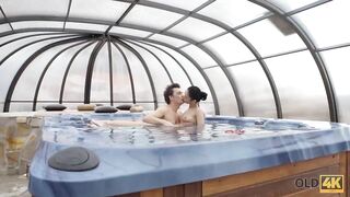 OLD4K. Sexsual sex of teenagers and older hubby ends with