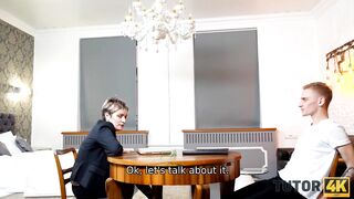 TUTOR4K. Hot older professor and y. man become couple during