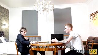 TUTOR4K. Hot older professor and y. man become couple during