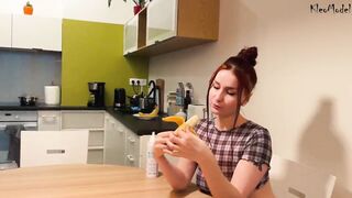 Banana sex and passionate ORAL SEX with jizzed on booty KleoModel