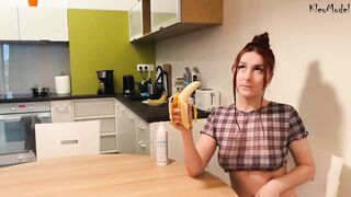 Banana sex and passionate ORAL SEX with jizzed on booty KleoModel