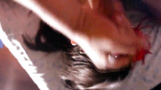 Bombshell housewife enjoying while her BF records her giving her