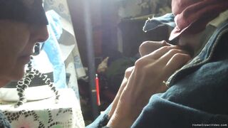 Big Titted blonde amateur fiance blows her husbands small penis