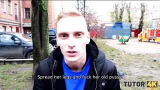 TUTOR4K. Man trusted kissable tutor with little friend for the