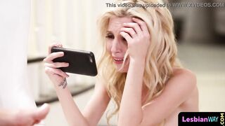Thin teenager pussylicked by big titted cougar