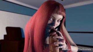 Hairjob Super Red Haired Teenie with big hair Cummed on hair