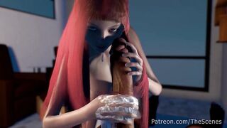 Hairjob Super Red Haired Teenie with big hair Cummed on hair