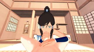 Korra swallows your cum from your point of view before she gets