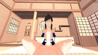 Korra swallows your cum from your point of view before she gets