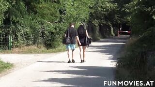 Amateur EU mom fucking into the woods