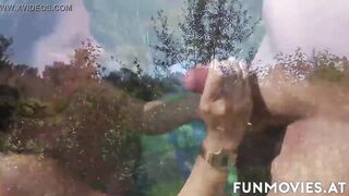 Amateur EU mom fucking into the woods