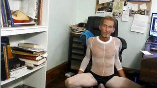 ROBERT RICHARD MILGATE -  SHEER WHITE BODYSTOCKING  AND HIGH HEELS