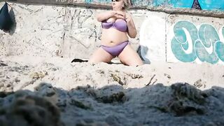 Goddess and Cutie mommy having fun on outdoors beach nude