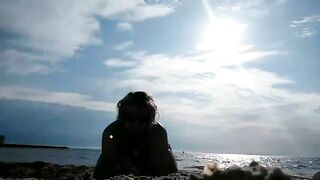 Goddess and Cutie mommy having fun on outdoors beach nude