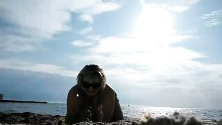 Goddess and Cutie mommy having fun on outdoors beach nude