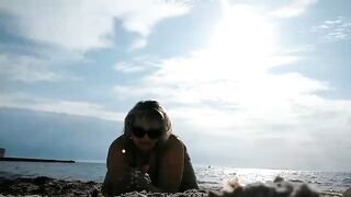 Goddess and Cutie mommy having fun on outdoors beach nude