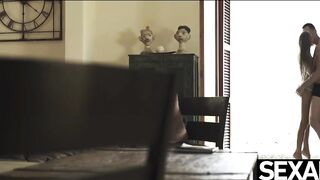 Super blonde blows hubby's penis and riding to a wild