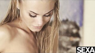 Super blonde blows hubby's penis and riding to a wild