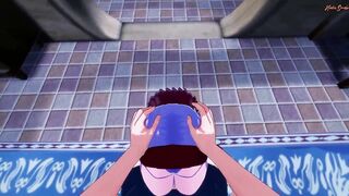Sakura gets point of view nailed doggy style against the wall after swallowing