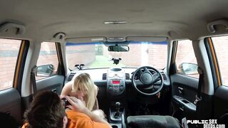 Huge butt scot publicly rides driving instructor