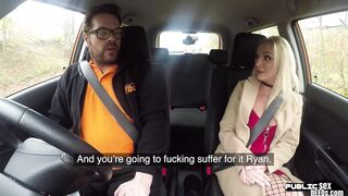 Huge butt scot publicly rides driving instructor