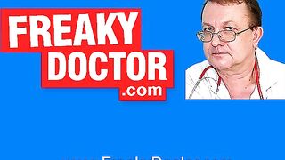 Young doctor spreading her pink vagina