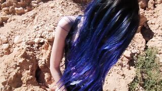 Outdoors outside glass sex toy cum