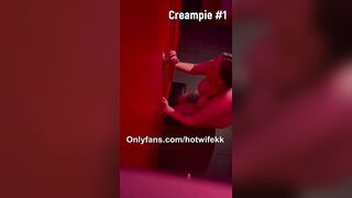 Amateur Wifey Gets three Creampies from Strangers at the Gloryhole - Sloppy