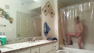 Voyeur cunt with mouth taking photos and masturbating in the sho