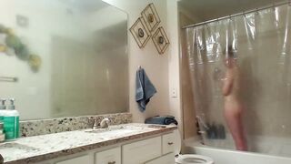 Voyeur cunt with mouth taking photos and masturbating in the sho