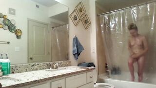 Voyeur cunt with mouth taking photos and masturbating in the sho
