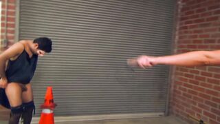 Blonde goddess Exposes and Humiliates Brown Man