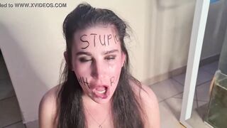 Stupid whore gets brutal face nailed | slapped | spat and pissed