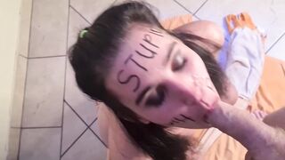 Stupid whore gets brutal face nailed | slapped | spat and pissed