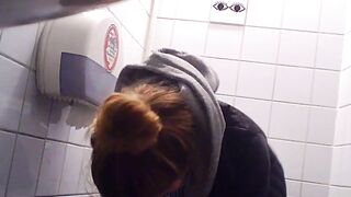 only adult twat with mouth peeing inside the public mall toiletstall, spycam