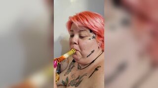 BBW Smoking into Bath Tub