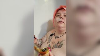 BBW Smoking into Bath Tub