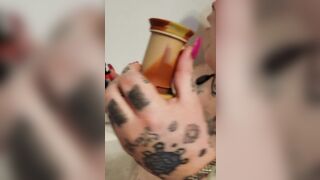 BBW Smoking into Bath Tub