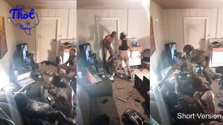 two African Men Tag Team Camgirl cougar Hoe Spitroast Train Movie Shoot