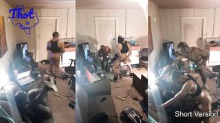 two African Men Tag Team Camgirl cougar Hoe Spitroast Train Movie Shoot