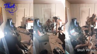 two African Men Tag Team Camgirl cougar Hoe Spitroast Train Movie Shoot