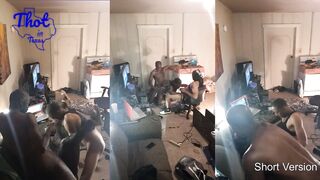 two African Men Tag Team Camgirl cougar Hoe Spitroast Train Movie Shoot