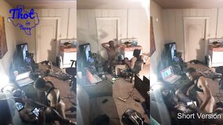 two African Men Tag Team Camgirl cougar Hoe Spitroast Train Movie Shoot