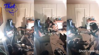 two African Men Tag Team Camgirl cougar Hoe Spitroast Train Movie Shoot